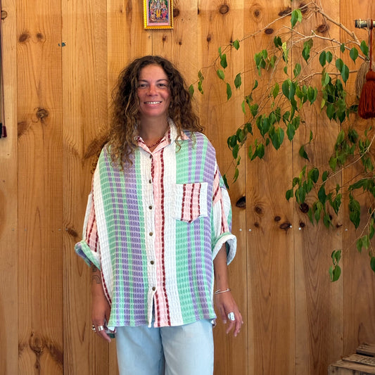 La jolie chemise gaufrée manches courtes N°2